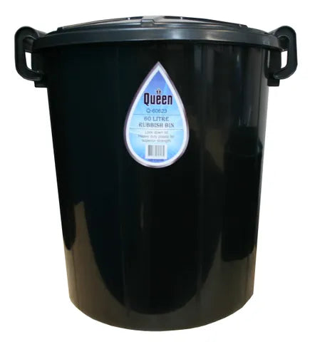 Heavy Duty Black Rubbish Bin 70L With Lid