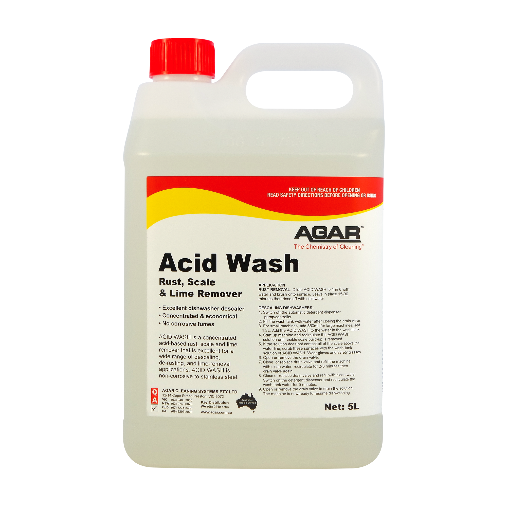 AGAR™ Acid Wash Rust, Scale & Lime Remover 5L