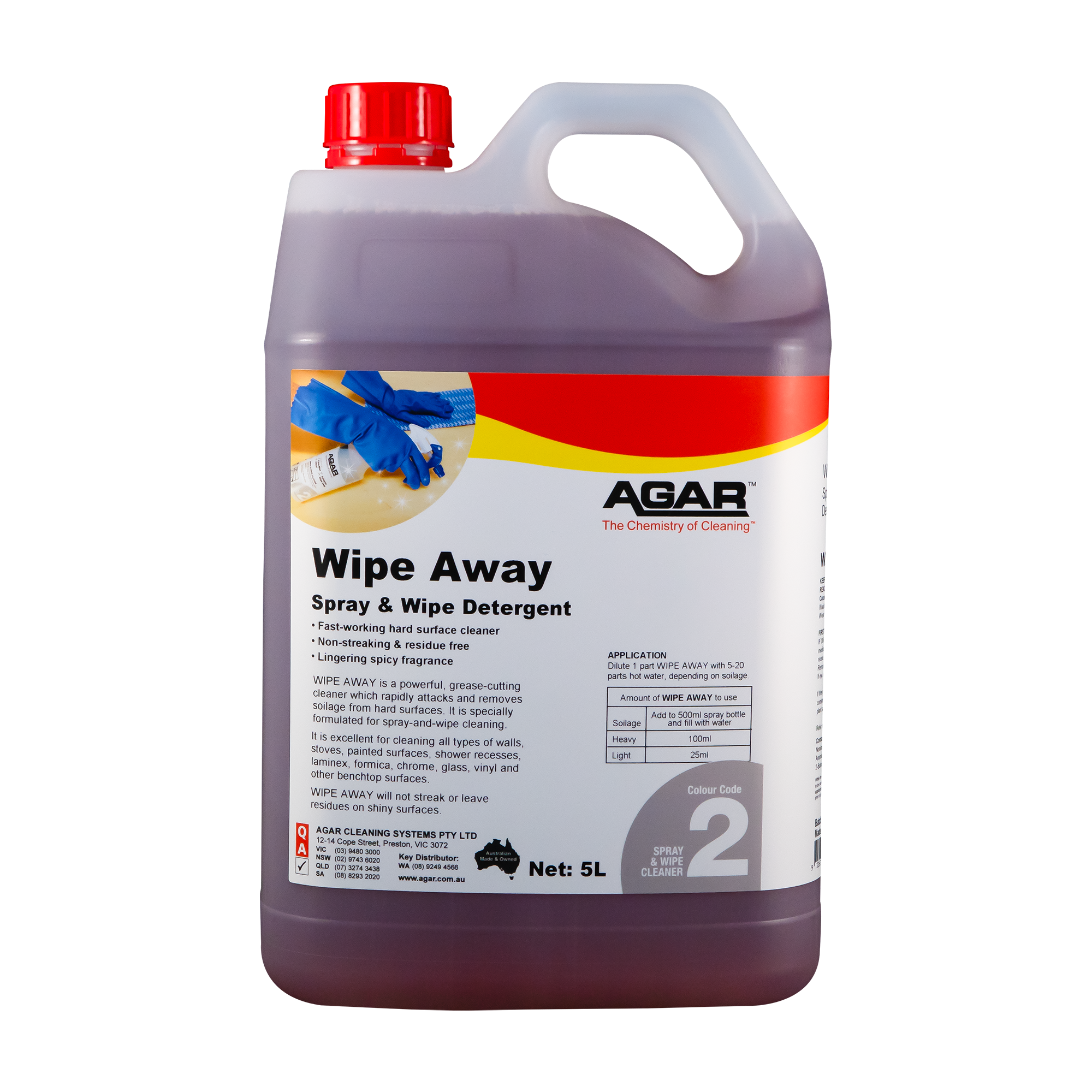 AGAR™ Wipe Away Spray And Wipe Detergent 5L