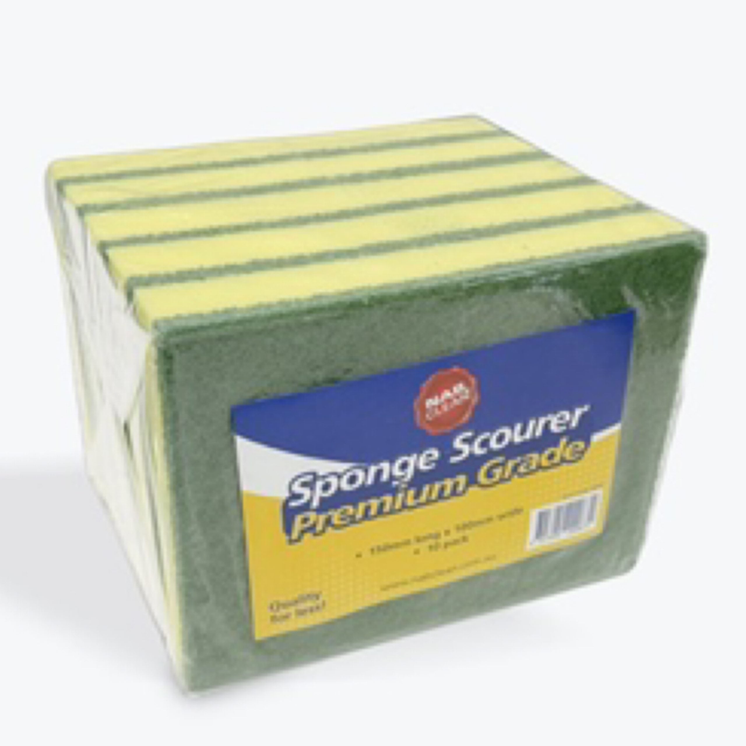 Scourer Sponge Green & Yellow -150x100 10PK | NAB