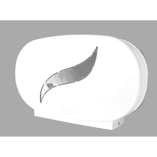 Twin Jumbo Toilet Roll Dispenser- White L.50.6 x W.12.3 x H30.5cm