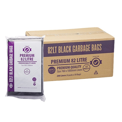 Premium Black Garbage Bags 82L 50pk 200/CTN
