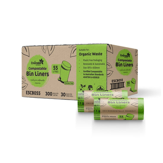 Envirostar Compostable 18um Green Bin Liner 55L 30 Rolls 300/CTN