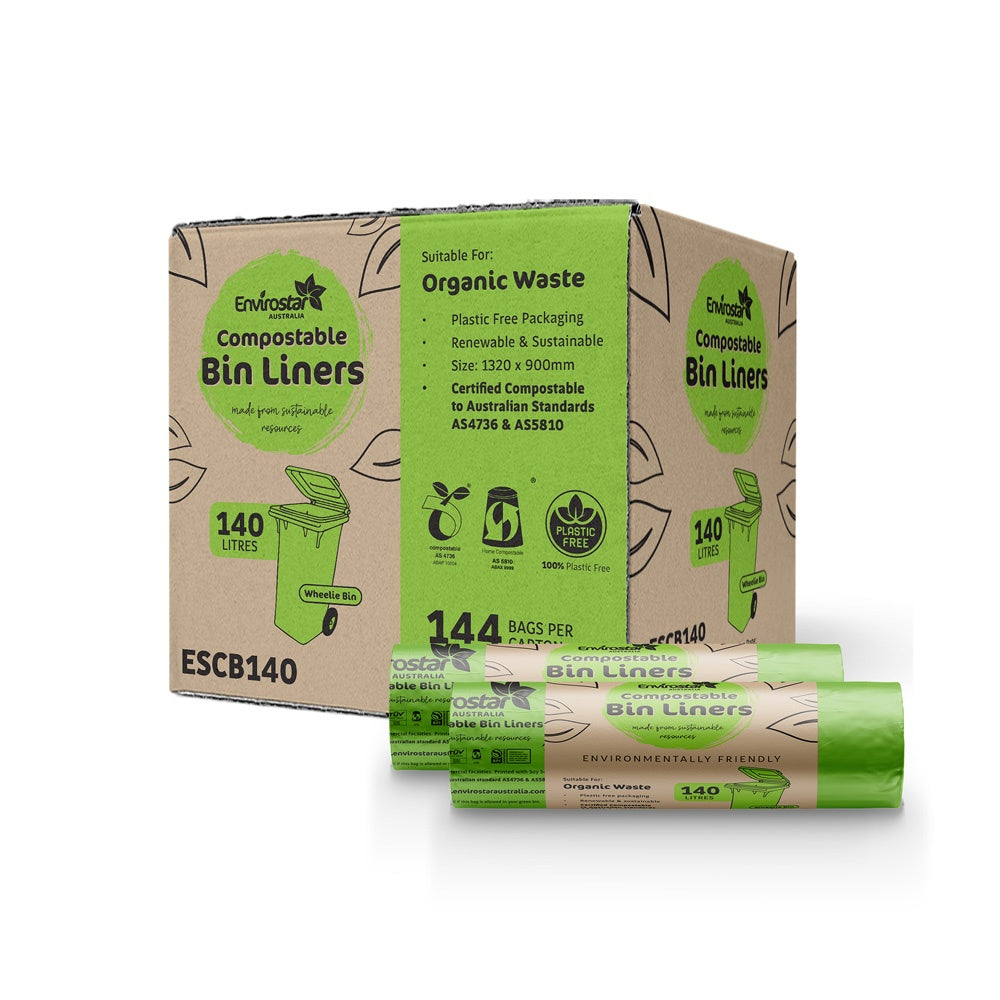 Envirostar Compostable Green Bin Liner 140L 12 Rolls 144/CTN