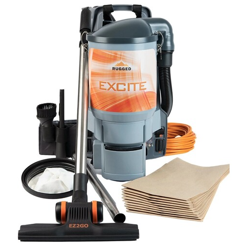 Rugged® Excite 32mm Commercial Backpack Vacuum Cleaner with 1200W bypass motor