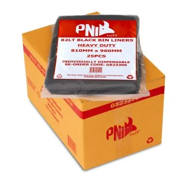 PNI Tuff Heavy Duty Black  Bin Liner 82L 5X50pk 250/CTN