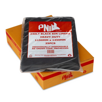 PNI Tuff HD Bin Liner 240L - Black 25 Sheets 4 Packs 100/ CTN