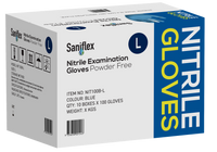 Saniflex Blue Nitrile  Examination Powder Free Gloves 100 Pack - Large