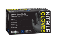 Saniflex Heavy Duty Black Nitrile Gloves 100 Pack - Large