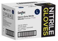 Saniflex Heavy Duty Black Nitrile Gloves 100 Pack - Large