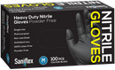 Saniflex Heavy Duty Black Nitrile Gloves 100 Pack - Medium