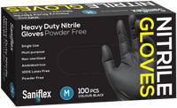 Saniflex Heavy Duty Black Nitrile Gloves 100 Pack - Medium