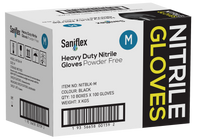 Saniflex Heavy Duty Black Nitrile Gloves 100 Pack - Medium