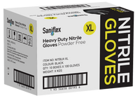 Saniflex Heavy Duty Black Nitrile Gloves 100 Pack - Extra Large