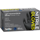 Saniflex Light Industrial Black Nitrile Black Gloves 100 Pack - Large