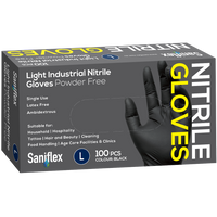 Saniflex Light Industrial Black Nitrile Black Gloves 100 Pack - Large