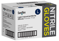 Saniflex Light Industrial Black Nitrile Black Gloves 100 Pack - Large