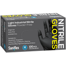 Saniflex Light Industrial Black Nitrile Black Gloves 100 Pack - Medium