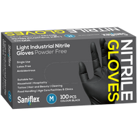 Saniflex Light Industrial Black Nitrile Black Gloves 100 Pack - Medium