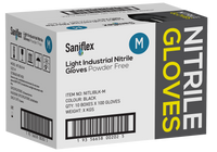 Saniflex Light Industrial Black Nitrile Black Gloves 100 Pack - Medium