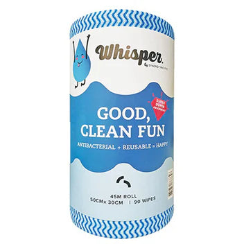 Whisper Blue Antibacterial Wipes Roll  50cm x 30cm 90wipes