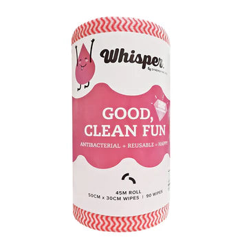 Whisper Red Antibacterial Wipes Roll  50cm x 30cm 90wipes