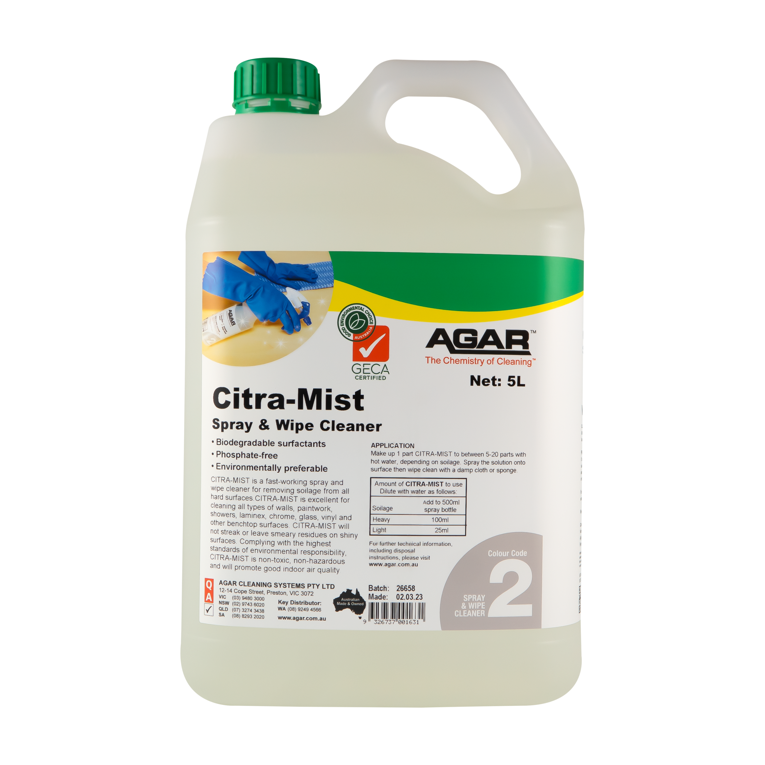 AGAR™ Citra-Mist Spray & Wipe Cleaner 5L