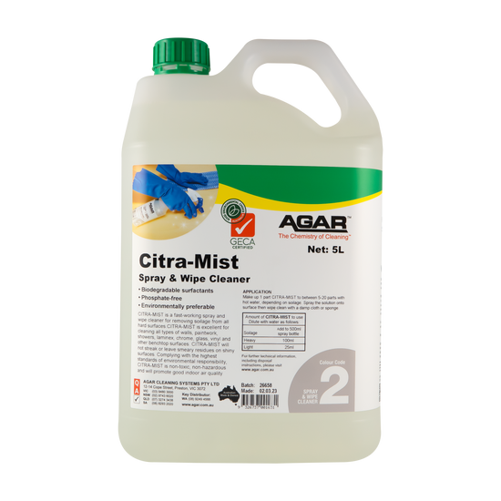 AGAR™ Citra-Mist Spray & Wipe Cleaner 5L