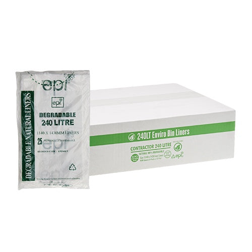 Natural EPI Degradable Garbage Bags 240L -25Pk 100/CTN