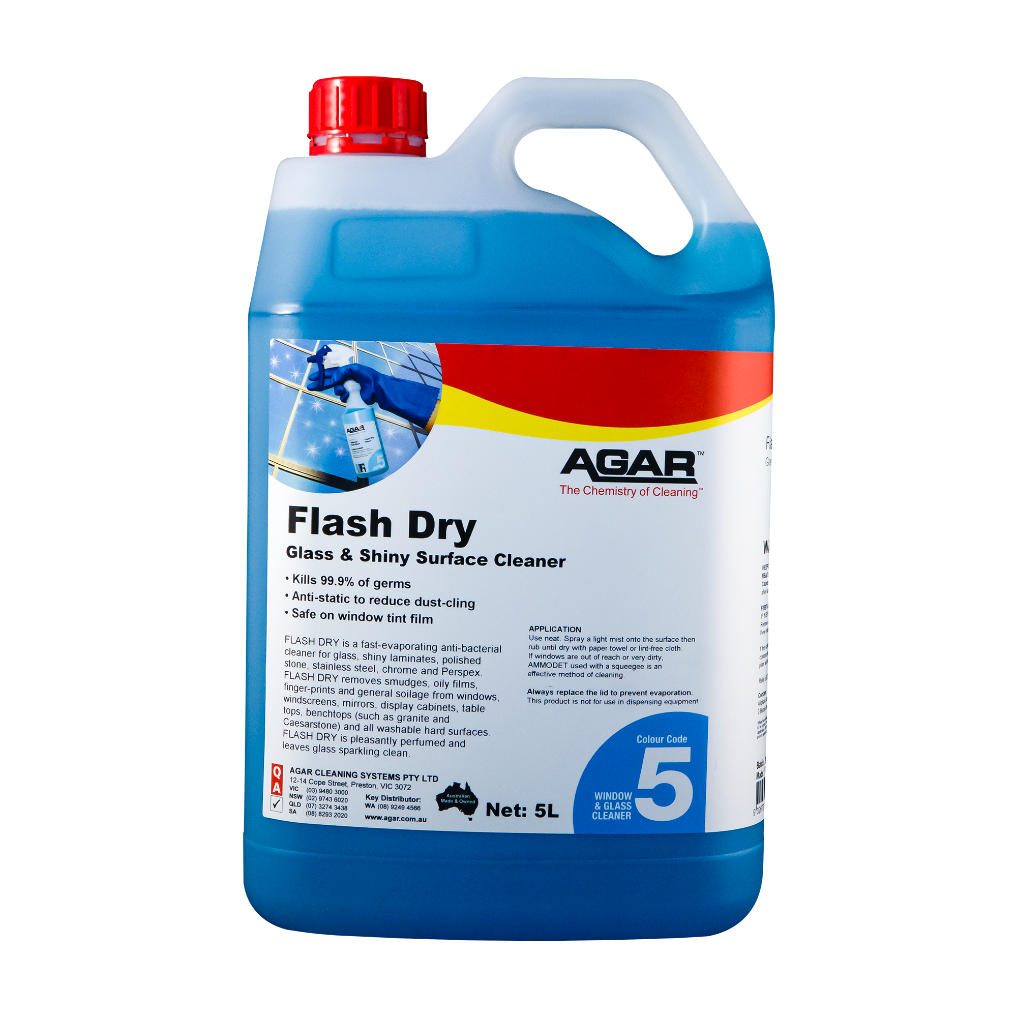 AGAR™ Flash Dry Glass & Shiny Surface Cleaner 5L