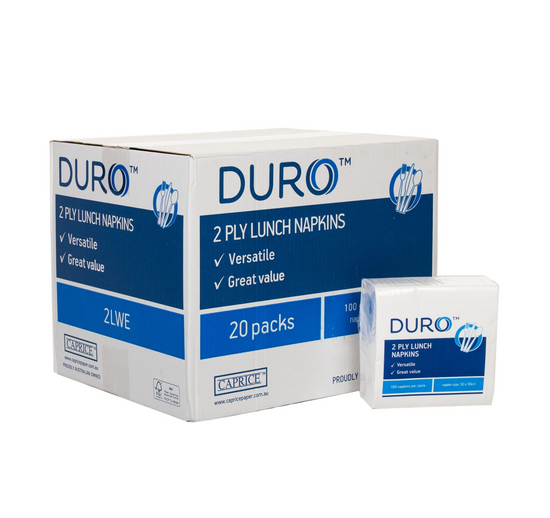 DURO™ 2 Ply Lunch Napkins White 30 X 30cm