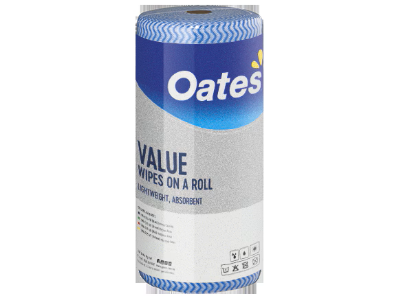 Oates® Value Wipes on a Roll 45m - Blue