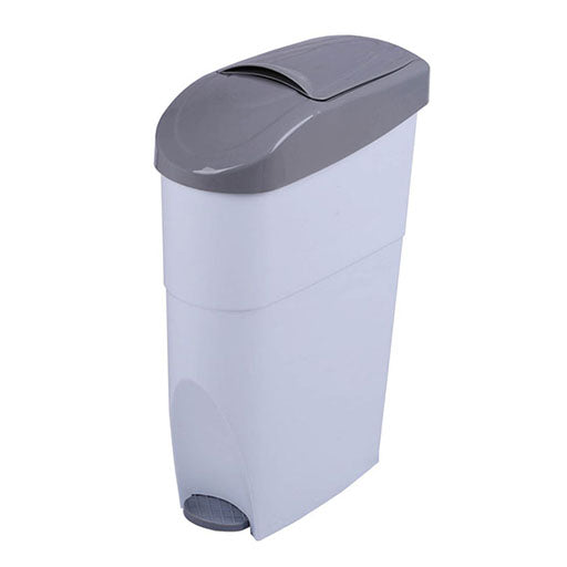 EkkCO Foot Pedal Lady Sanitary Bin White & Grey 36x18x57cm 18L | EkkCo