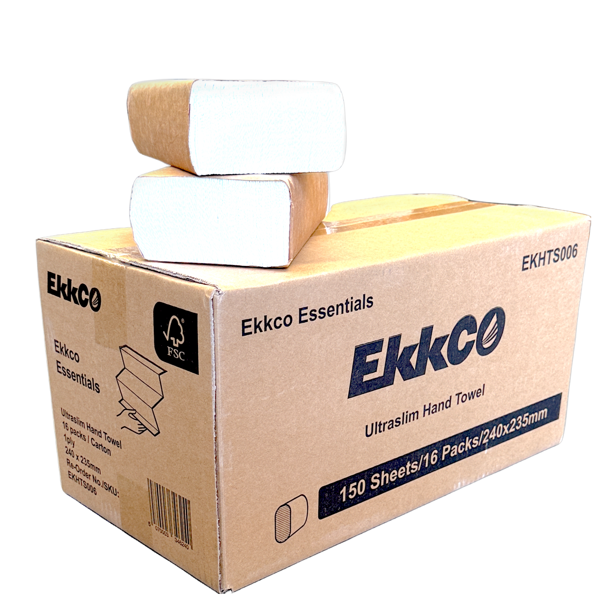EkkCO Essentials Ultraslim Interleaved  Hand Towel 150s x 16pk/ctn