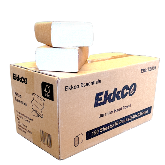EkkCO Essentials Ultraslim Interleaved  Hand Towel 150s x 16pk/ctn