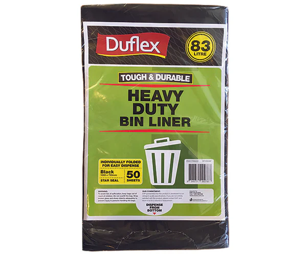 Duflex Heavy Duty Bin Liner 83L - Black 50 Sheets 4 Packs / Ctn I EAP