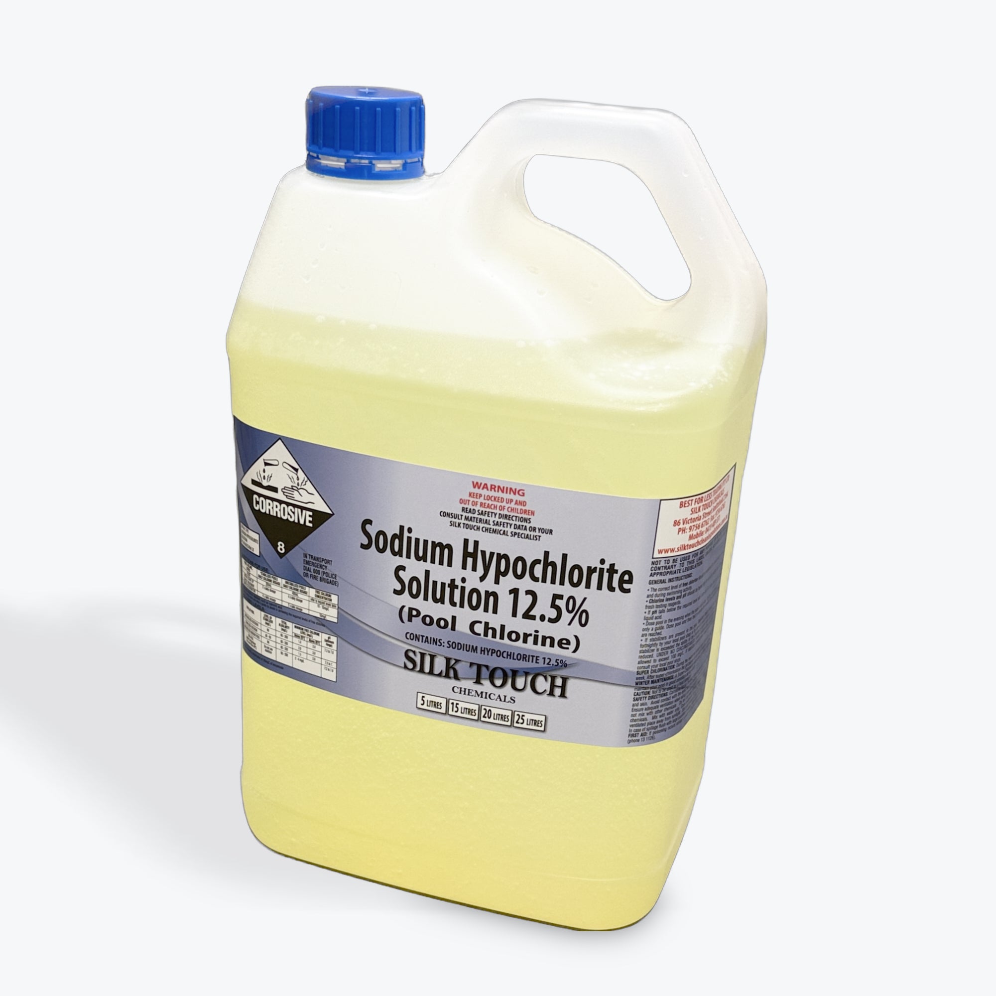 Bleach Sodium Hypochlorite 12.5% Concentrated 5L | Silk Touch Chemicals