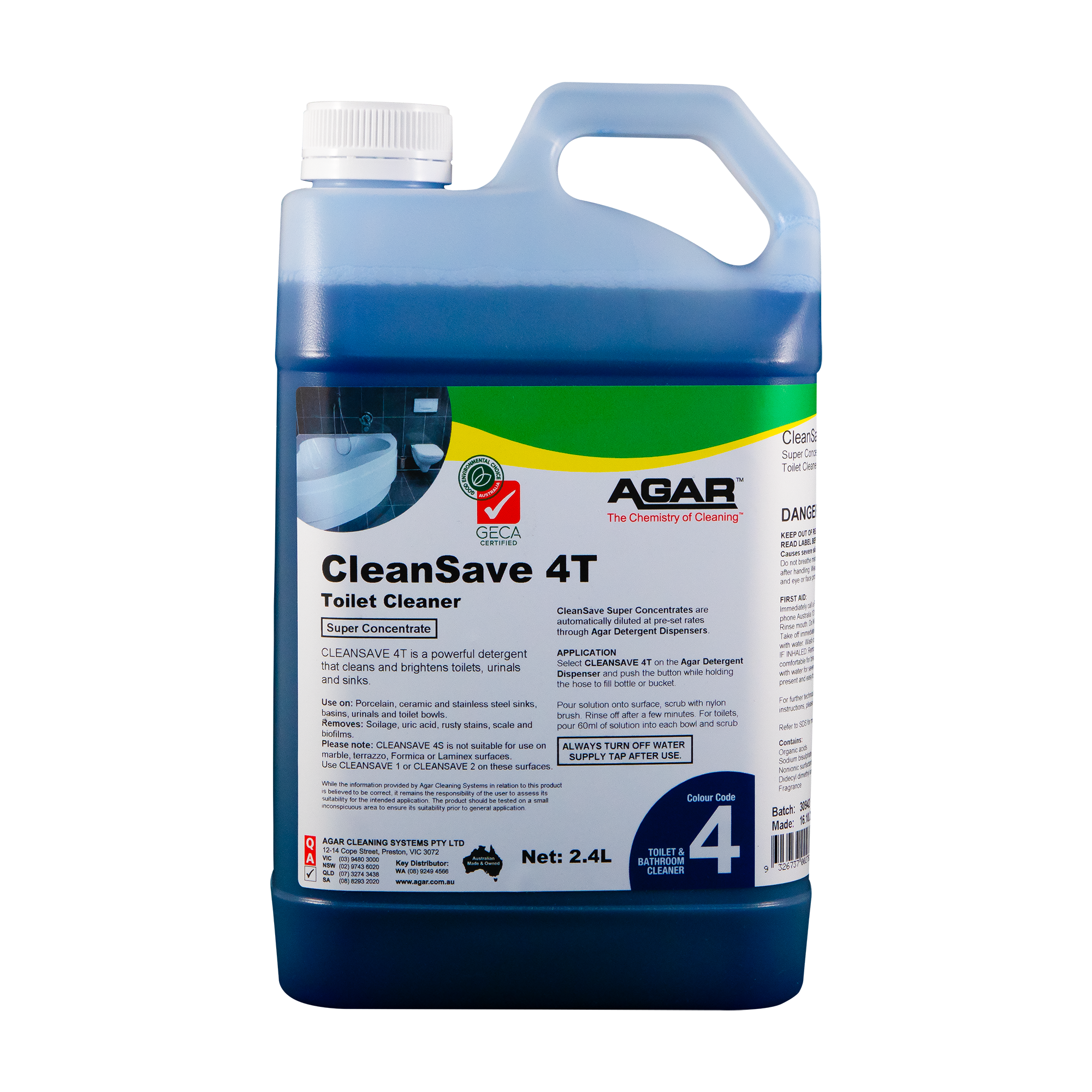 AGAR™ Cleansave 4T Toilet Cleaner 2.4L