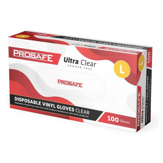 PROSAFE™ Vinyl Ultra Clear Powder Free Gloves 100Pc/PK