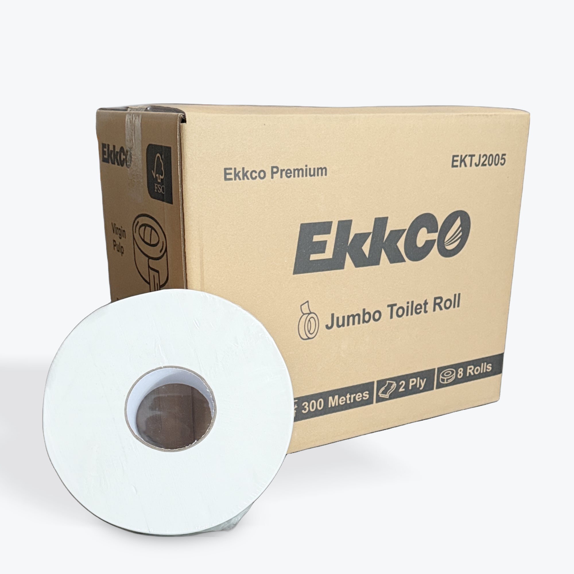 EkkCO Premium Jumbo Toilet  Roll 2 Ply 300m 8/CTN